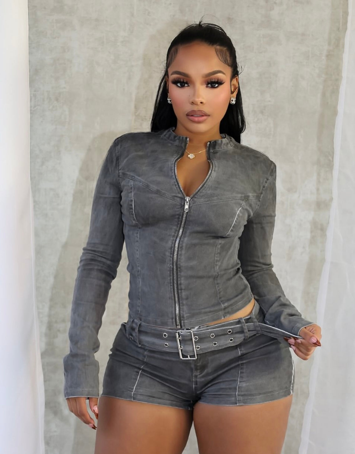Grey Denim 2 Piece