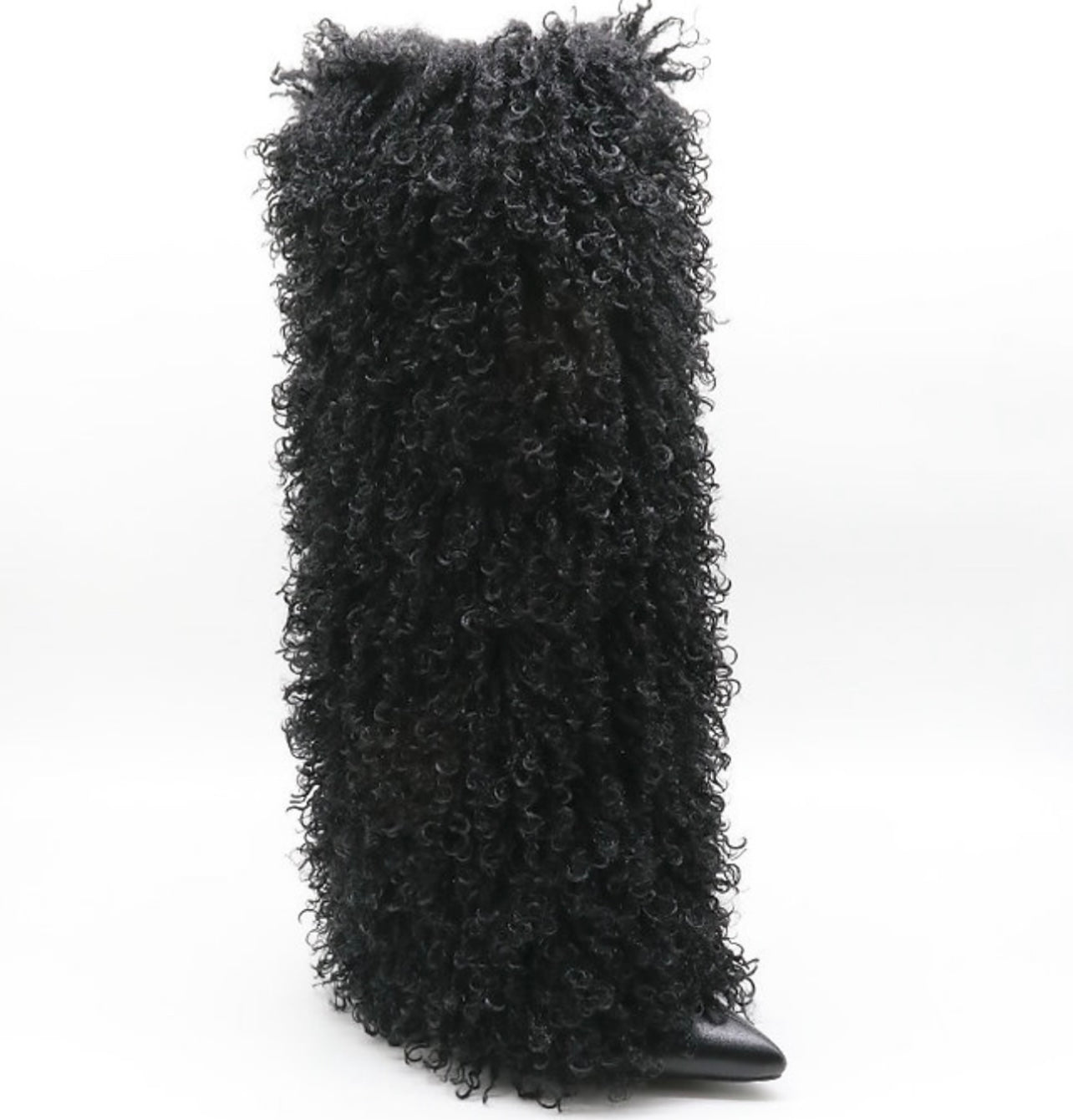 Black Fur Heel Boots